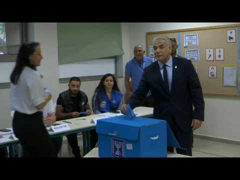 Israeli Prime Minister Yair Lapid votes in Tel Aviv