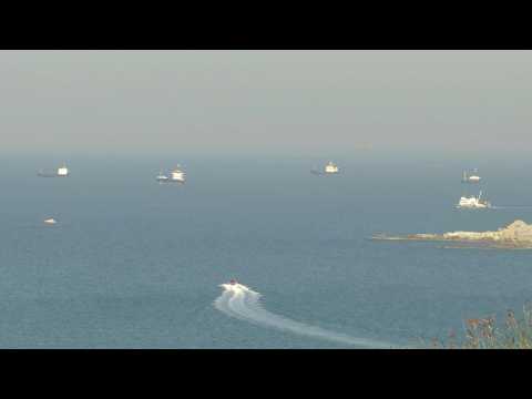 Ukrainian ships wait at the entrance to the Bosphorus as grain shipments resume