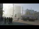 Aftermath of strike in Kyiv Ukraine claims was by 'kamikaze drones'