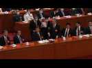 Unedited sequence of former Chinese president Hu unexpectedly leaving Congress