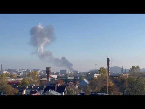 Smoke rises above Lviv after Russian strikes on Ukrainian cities
