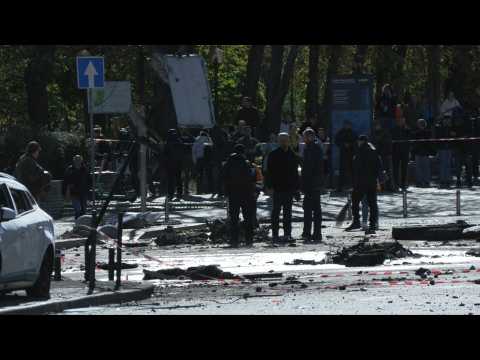 Clean-up underway in downtown Kyiv after Russian strikes