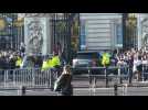 Outgoing UK PM Liz Truss enters and leaves Buckingham Palace