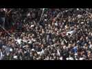 Thousands of people carry bodies of killed Palestinians in downtown Nablus