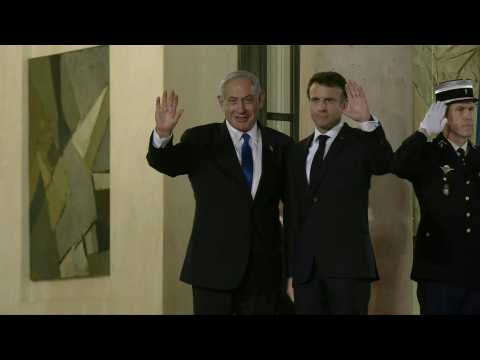 France's Macron welcomes Israeli Prime Minister Benjamin Netanyahu to the Elysée Palace