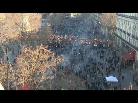 Pensions: demonstrators arrive at Place de la République in Paris