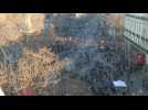 Pensions: demonstrators arrive at Place de la République in Paris