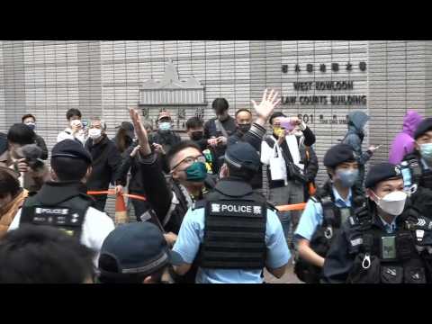 Protests outside Hong Kong court where national security trial set to begin
