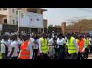 Crowd gathers in Juba before the arrival of Pope Francis