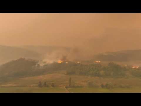 AERIAL SHOTS of deadly forest fires burning in Chile