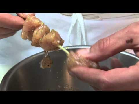 Watermelon and feta salad with chicken souvlaki recipe