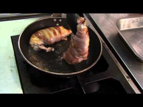 Pancetta wrapped chicken breast, braised Savoy cabbage, roasted baby potatoes, tarragon sauce