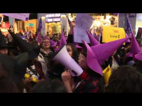 Women march in Istanbul on International Women's Rights Day