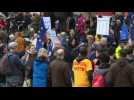 Anti-Brexit protesters gather in Parliament Sq ahead of rally