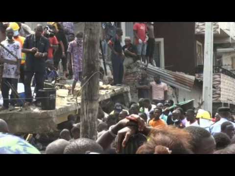 Scene of building collapse in Lagos