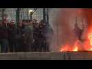 French prison guards protest after knife attack on colleague
