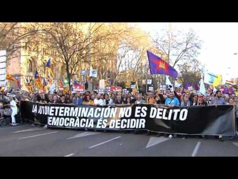 Protesters hold march against trial of Catalan leaders in Madrid