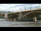 Military ships on Danube river one day after boat disaster