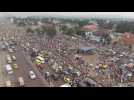 DRC: aerial footage of people awaiting Tshisekedi's body
