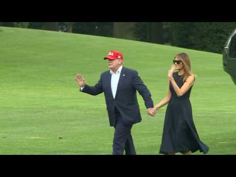US President Donald Trump arrives back at the White House after Europe trip