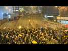 Protesters gather at barricades in Hong Kong's Central district