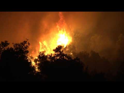 Firefighters battle major wildfire on Greek island