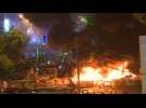 Protesters set large barricade fire near Hong Kong police HQ