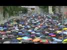 Hong Kong protesters march in Tseung Kwan O