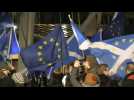 Edinburgh residents gather with EU flags ahead of Britain's historic departure from the European Union