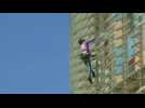 French 'Spiderman' climbs Barcelona skyscraper
