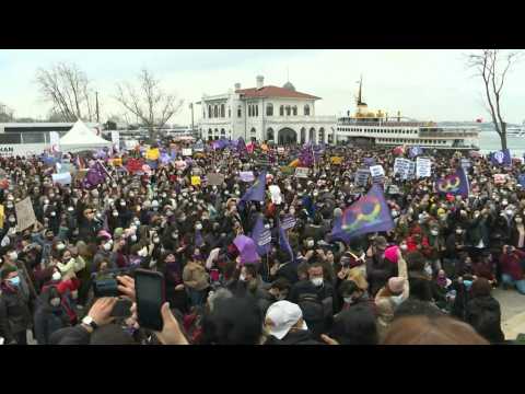 Rights groups protest in Istanbul after Turkey pulls out of landmark treaty protecting women