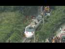 Images of Taiwan train crash site and rescue workers