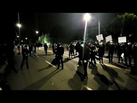 Anti-racism protest in Portland after one person shot dead night before