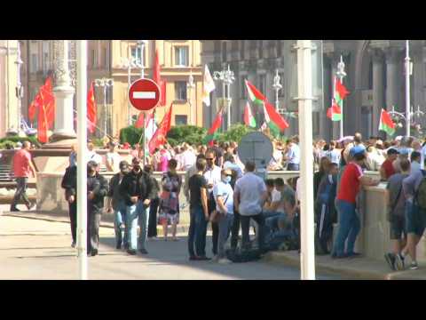 Pro Belarussian government demonstrators gather in Minsk