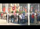 Pro Belarussian government demonstrators gather in Minsk
