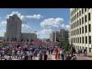 Hundreds of pro-government demonstrators gather in Minsk