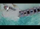 Aerial footage of Japanese-owned MV Wakashio boat broken in two in Mauritius