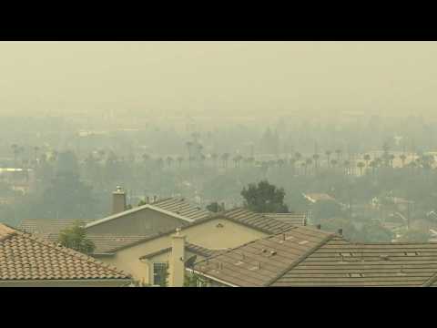 Skies near Los Angeles filled with smoke from wildfires