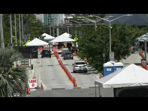 Floridians line up at drive-through Covid-19 test center