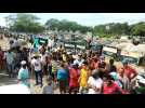 Venezuelans migrants wait at Colombian border camp to enter their country