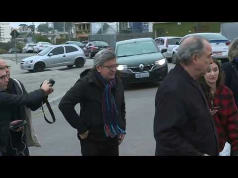 France's Melenchon arrives to visit Brazil's ex-president Lula in jail