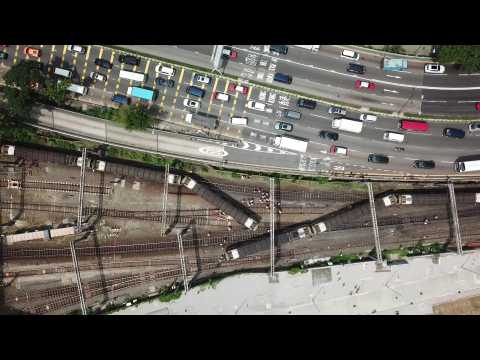 Aerial images: Train derails in Hong Kong during rush hour