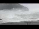 Typhoon Hagibis approach brings strong waves to Japan's shore