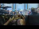 Nigel Farage arrives at Brexit Party rally