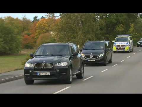 Cars arrive at venue where US-North Korea talks are expected to take place
