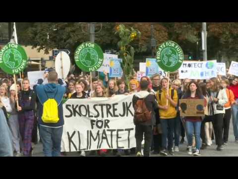 Protesters gather in Stockholm to demand action on climate change