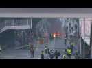 Barricade lit on fire in Hong Kong during anti-China rally