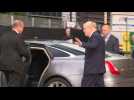 UK PM Boris Johnson arrives at his Conservative party's conference in Manchester