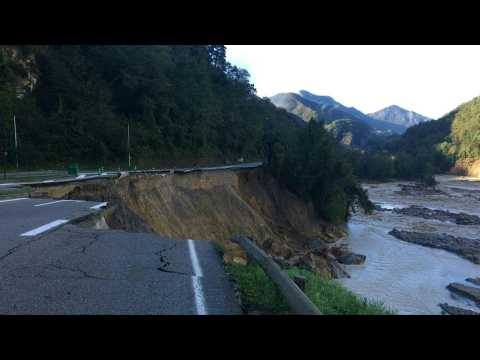 France flooding: road collapses in La Bollène-Vésubie