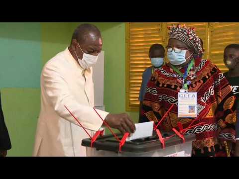 Guinean President Alpha Conde casts vote as he bids for third term